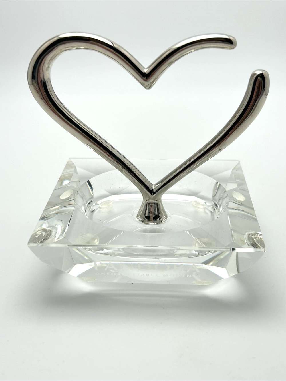 Pandora Silver Heart Crystal Ring Holder